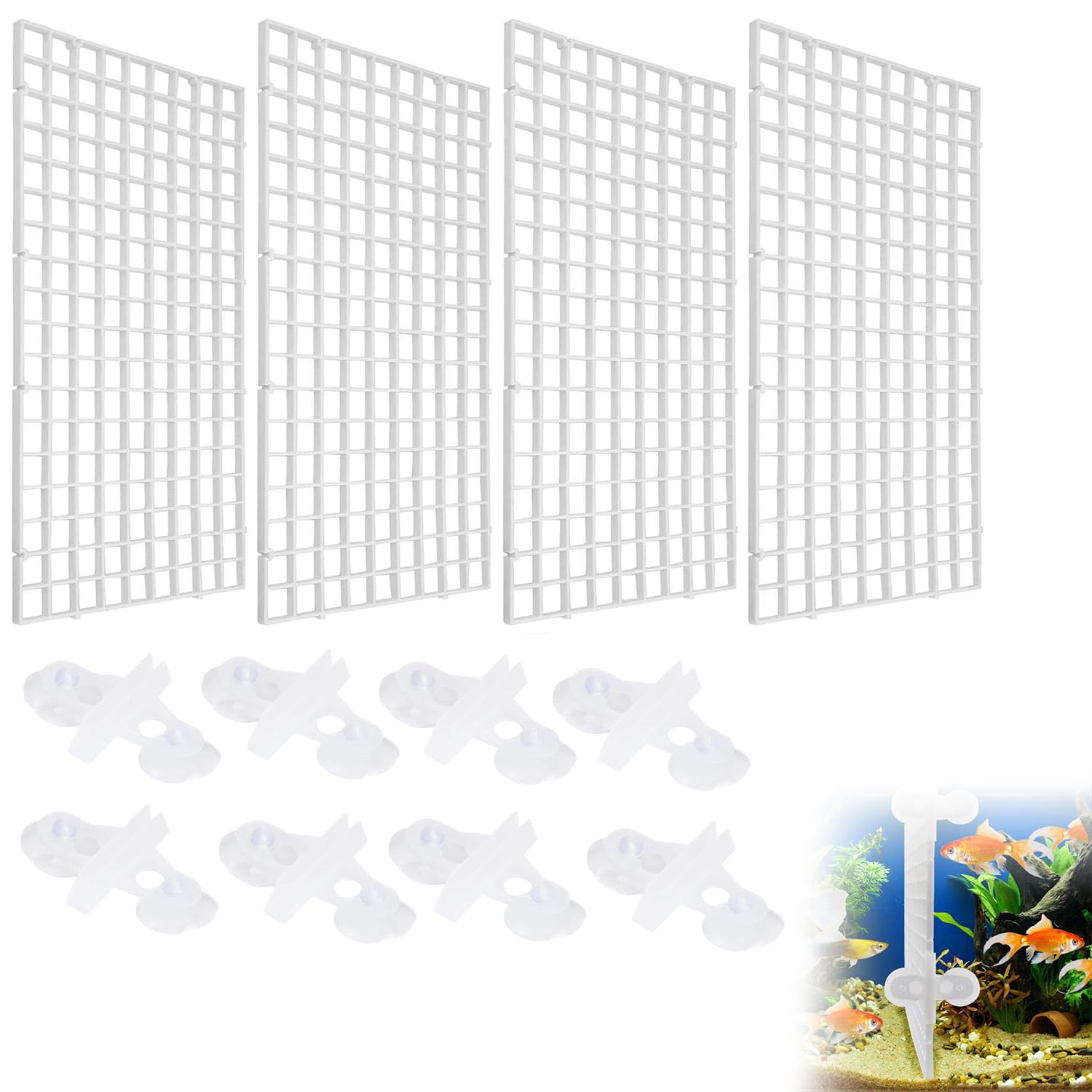 Divisor de Acuario Rejilla de Plástico, Separador de Acuario, Acuario Separador de Bandeja, Rejilla Divisora Acuario, Divisor de Aislamiento para Peceras, Separador de Tanque, 4 Piezas