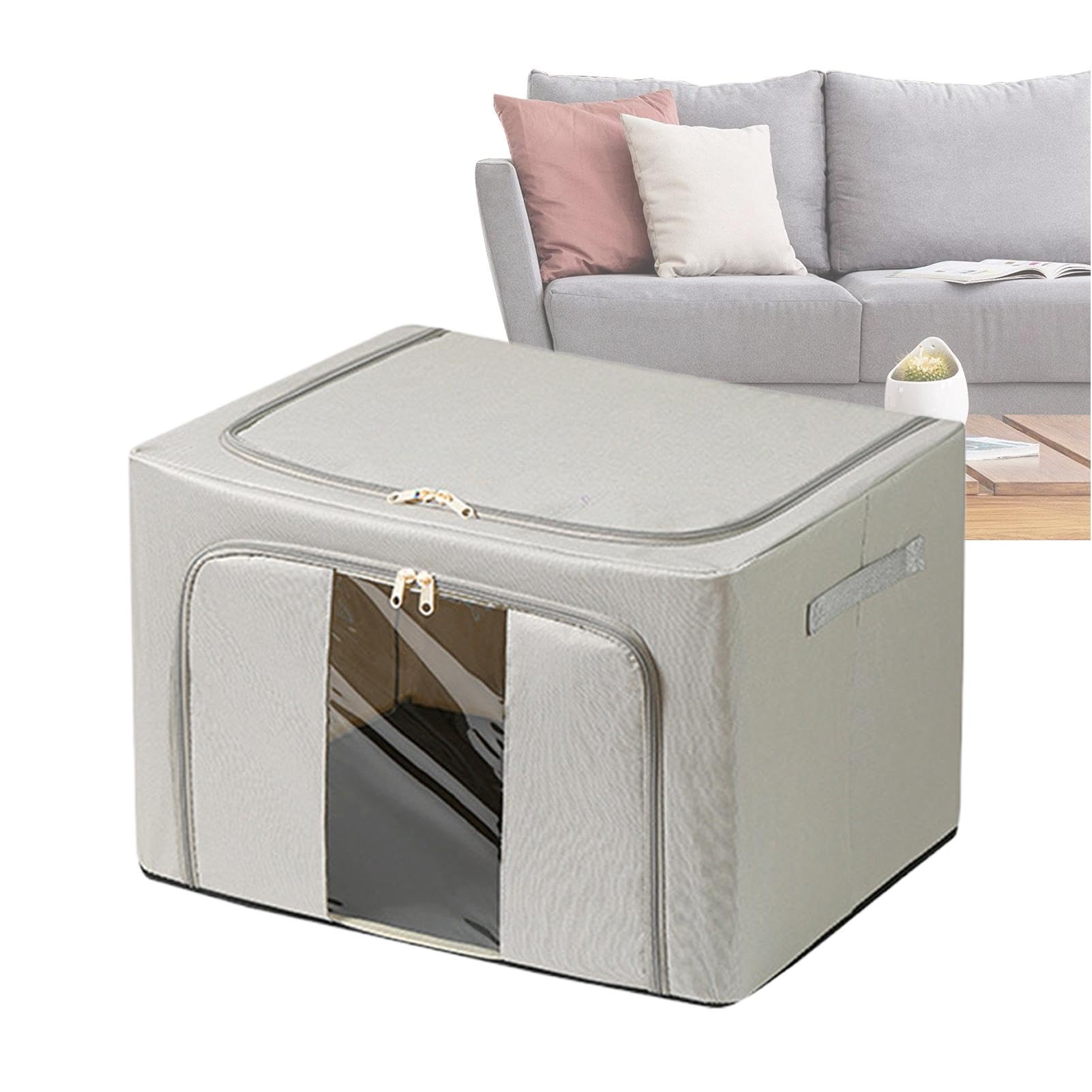 Bac de rangement vêtements pliable grand volume avec armature en acier