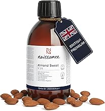 Naissance Sweet Almond Oil (no. 215) 250ml – for Skin, Hair, Massage, Nails, Cuticles, Ears, Face, Body - Natural Skin Care, Carrier Oil for Aromatherapy