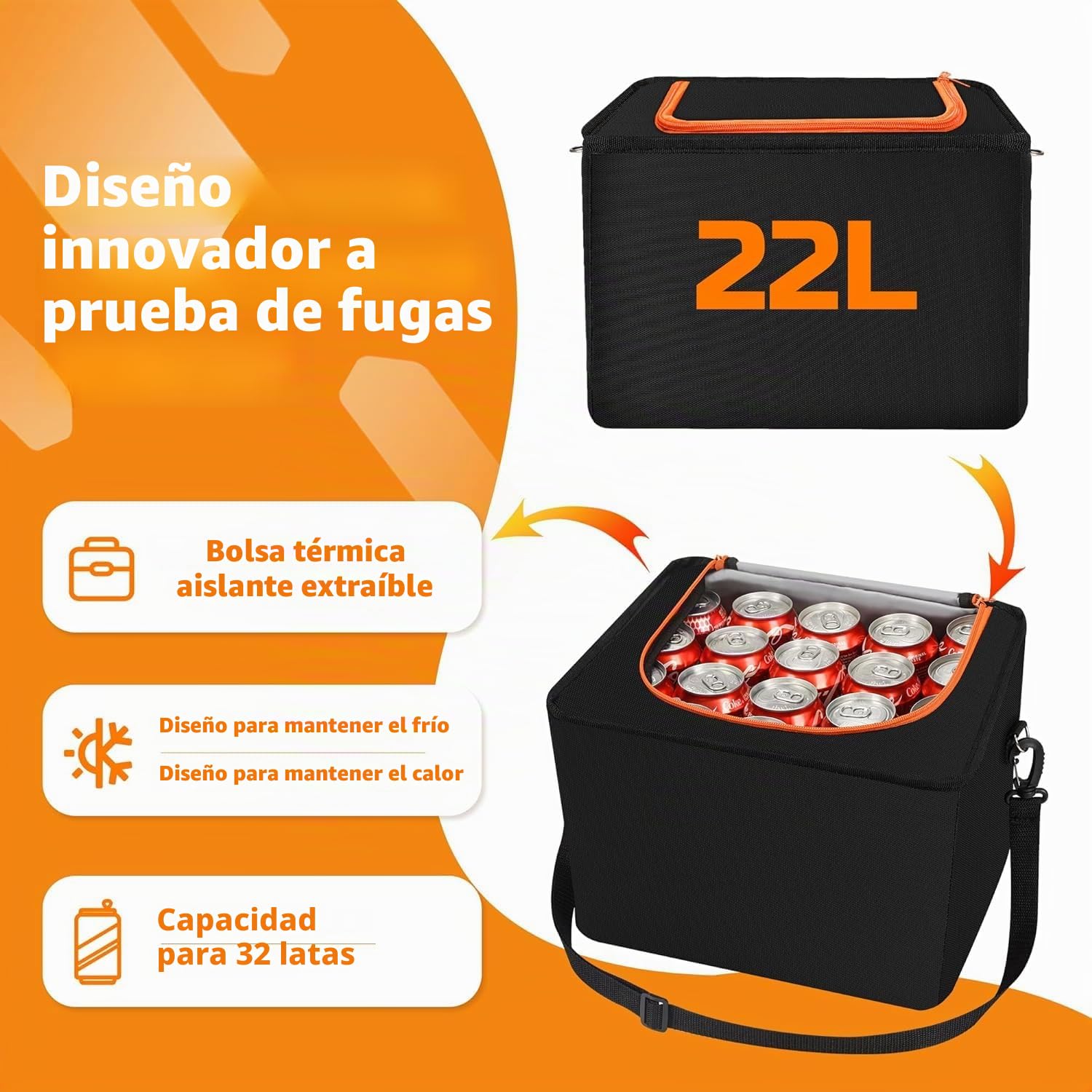 Einesin Organizador Maletero Coche con Bolsa Aislante, 88L Gran Capacidad Varios Compartimentos, Plegable Impermeable y Base Antideslizante Tapa Desmontable Negro