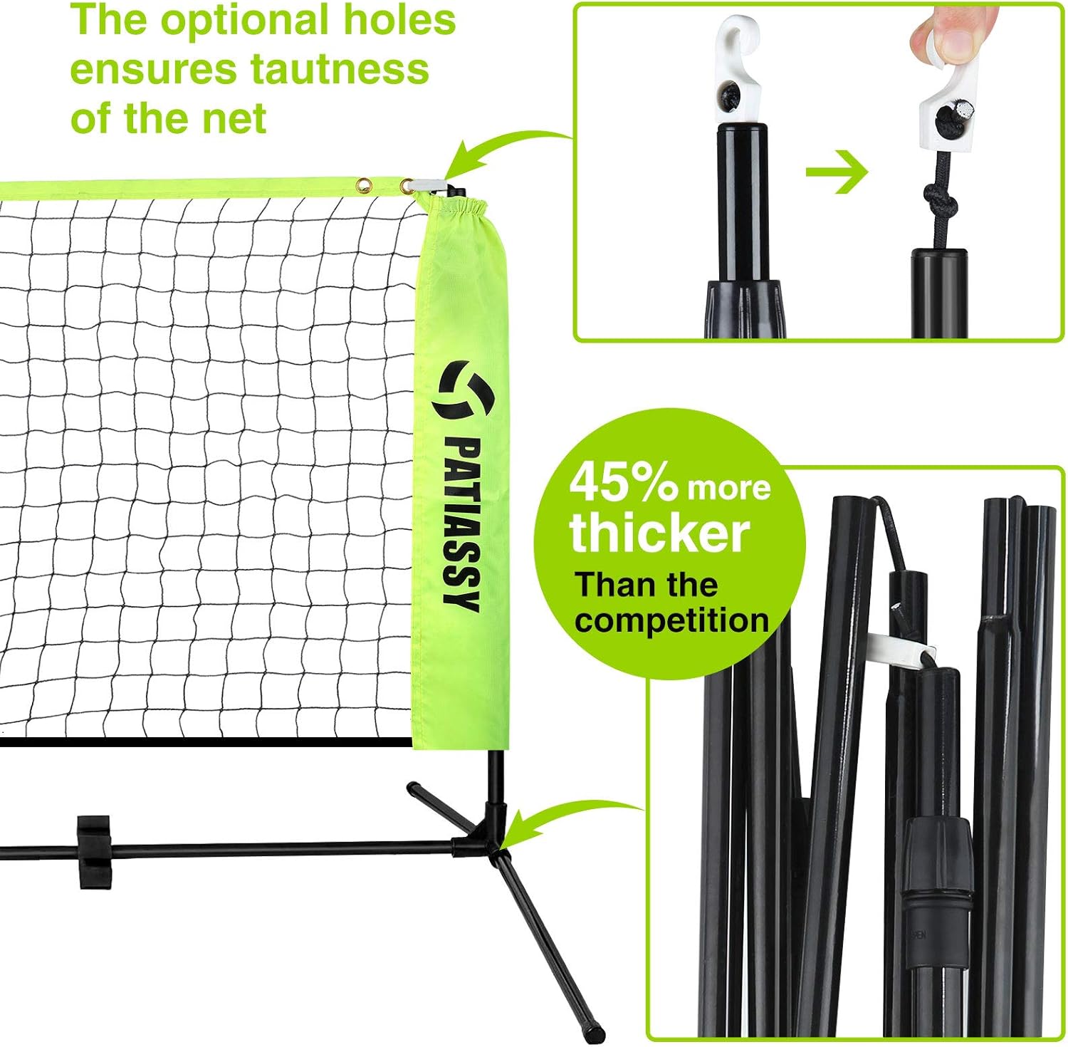 Patiassy Portable Pickleball Volleyball Badminton Combo Set with Net, 2 Rackets, 3 Shuttlecocks, 1 Volleyball, 2 Pickleball Paddles and 2 Pickleballs for Indoor Outdoor Court Backyard, 17ft : Sports & Outdoors