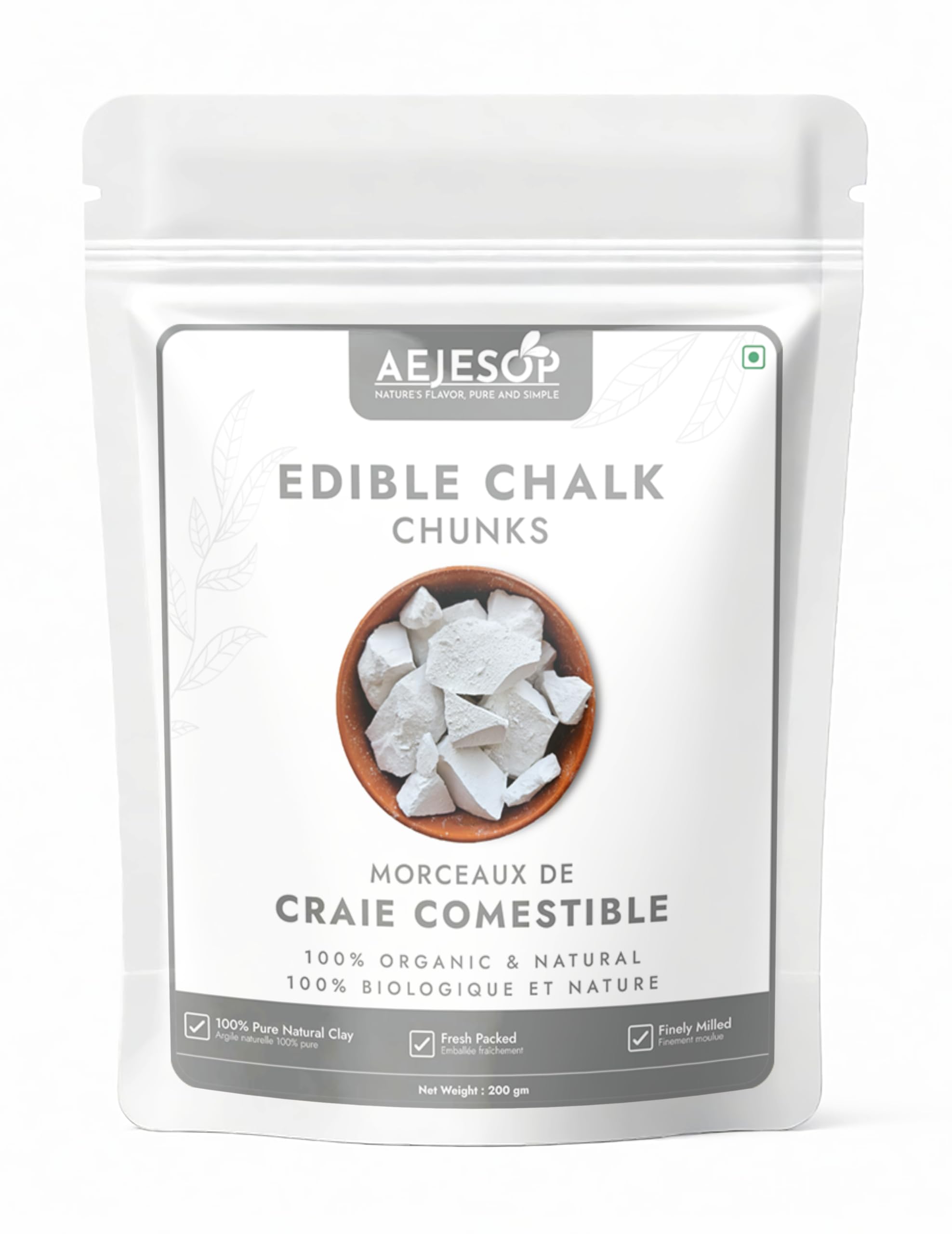 Natural Edible Clay Chunks, Edible Clay - No Additives, No Impurities, Crunchy Chalk Chunks - 7oz (200gm)
