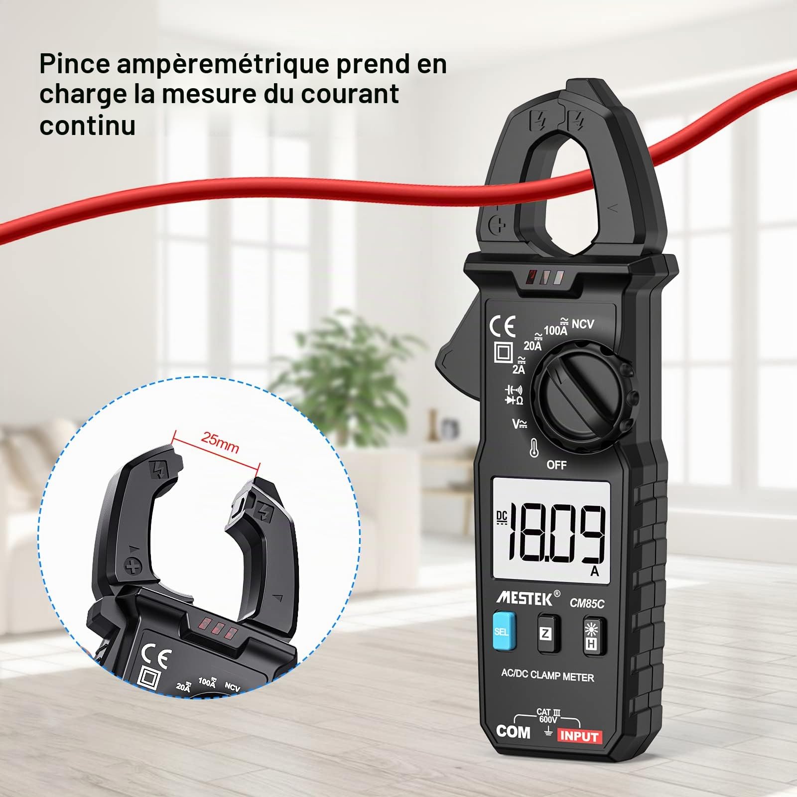 Pince Ampèremétrique Multimètre Numérique AC DC MESTEK Clamp Meter Autorange Électrique Ampèremètres Voltmètre Tester T-RMS Mesure Courant Température Continuité Tension Diode Résistance Capacité NCV