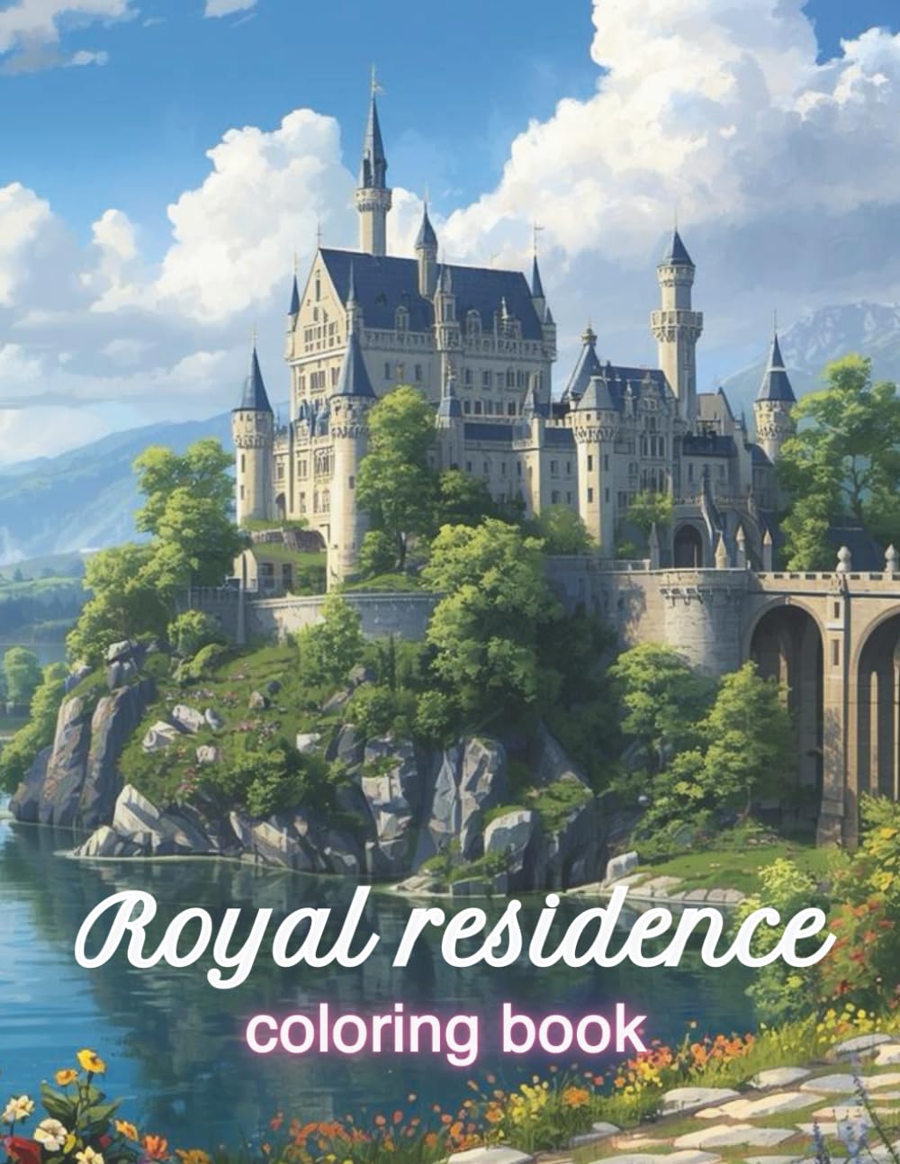 Royal Residence: A coloring book with beautiful palaces, enchanting landscapes, and serene scenery.