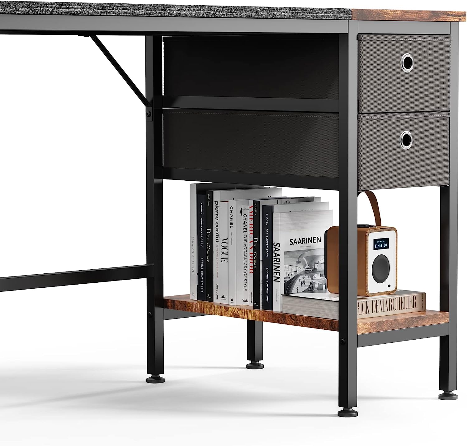 Bureau d'ordinateur avec étagères de rangement 119,4 cm Bureau blanc avec tiroir