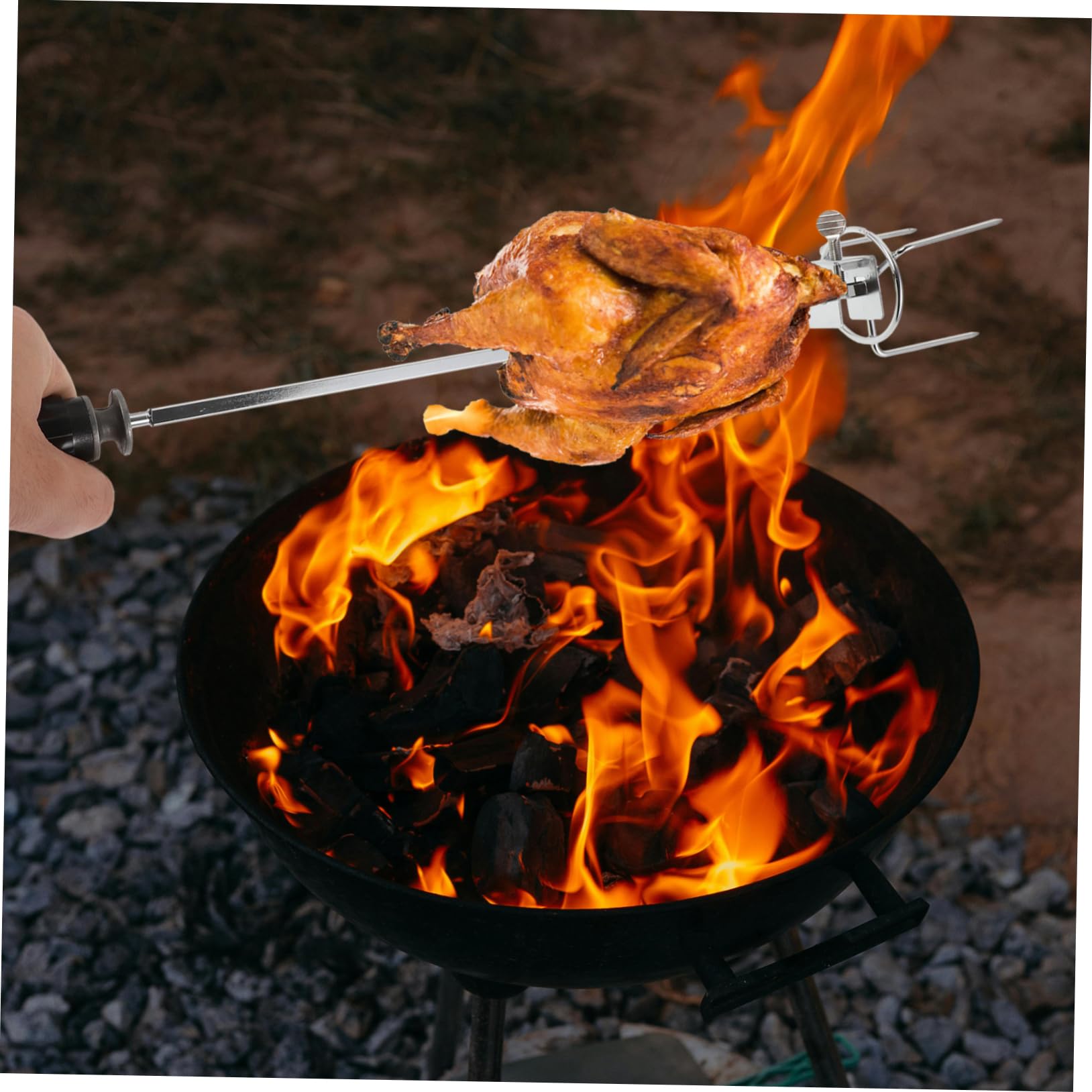 UPKOCH 3 Set forchetta da barbecue forchetta per grigliare la carne griglia per arrostire il pollo BBQ Skewers Forchetta Per Pollo Alla Griglia forchette da pollo rotanti da cucina Silver