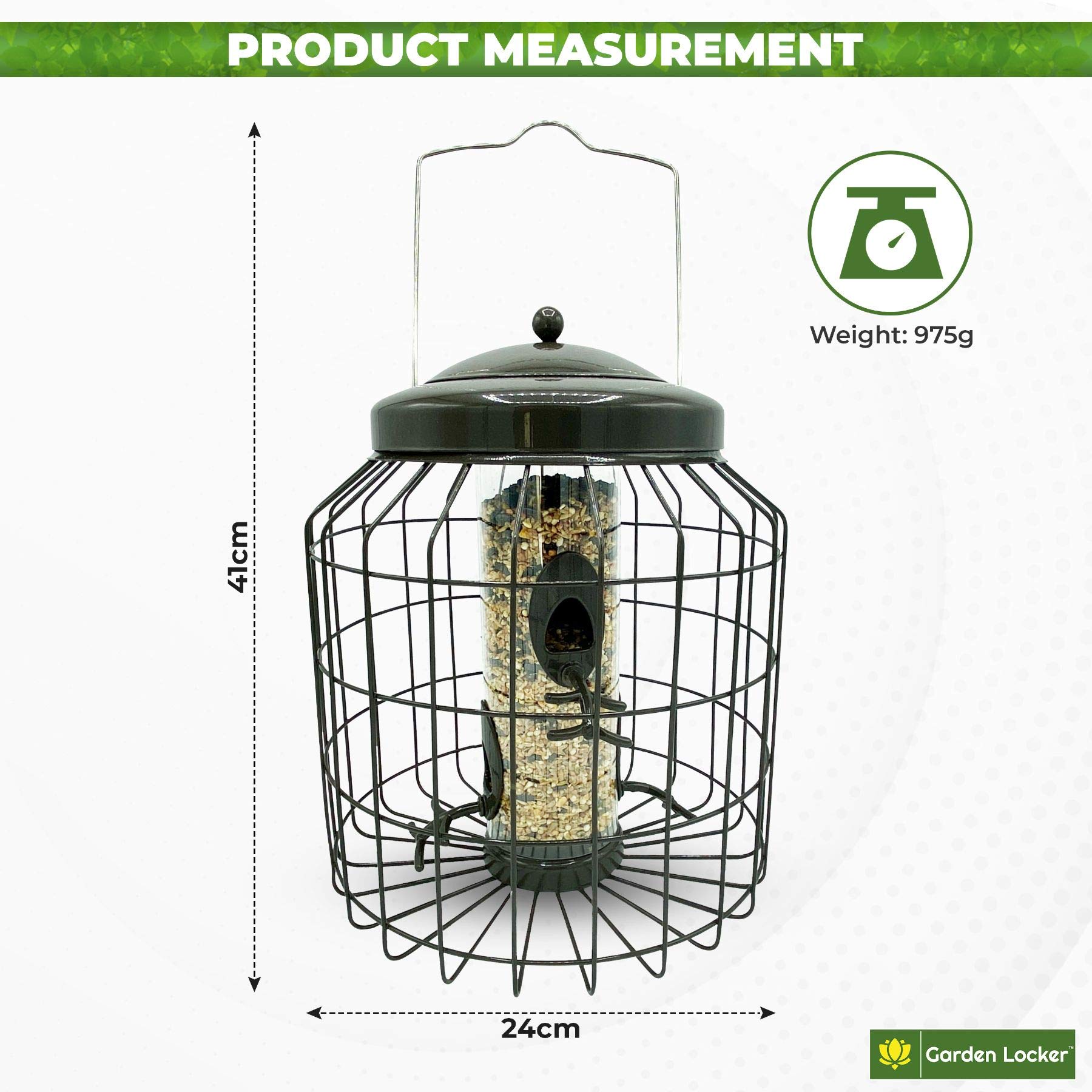 Vogelfutterstation für Wildsamen, groß, robust, Eichhörnchensicher, für den Außenbereich, Garten, Mokkabraun – mit starkem verzinktem Metallkäfig zur Abschreckung von Eichhörnchen und großen Vögeln