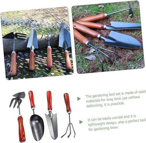 Miniatura 5 de Mini herramienta de jardín para plantar y deshierbar pequeña pala de acero, rastrillo de mano de pala estrecha y azada de doble propósito para