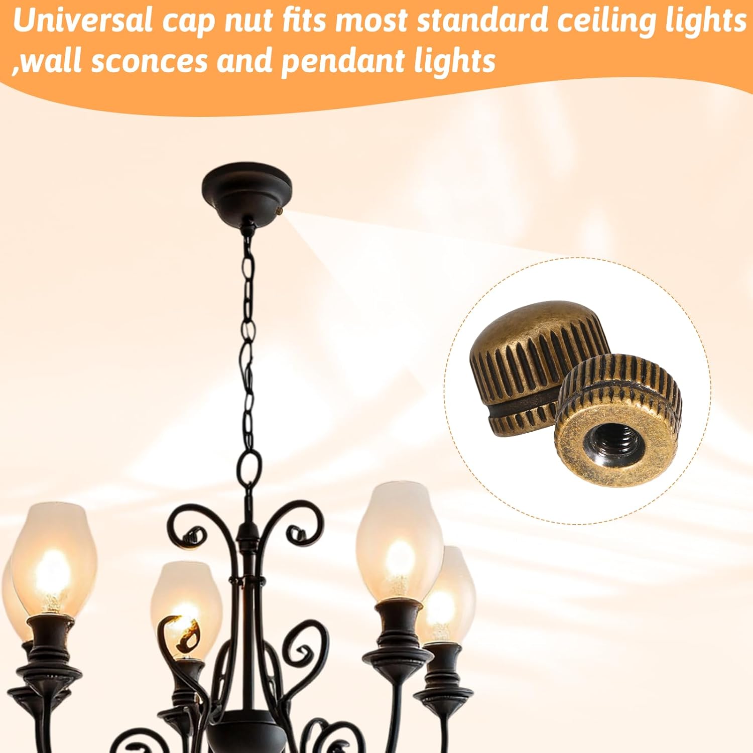 10PCS Bronze Screw Caps for Light Fixtures Ceiling Light Cover Replacement Lamp Shade Screws Cap Lamp Finial Knob Fitting M4 Threaded Screw Tops for Ceiling Lights Chandeliers Wall Lights Pendants