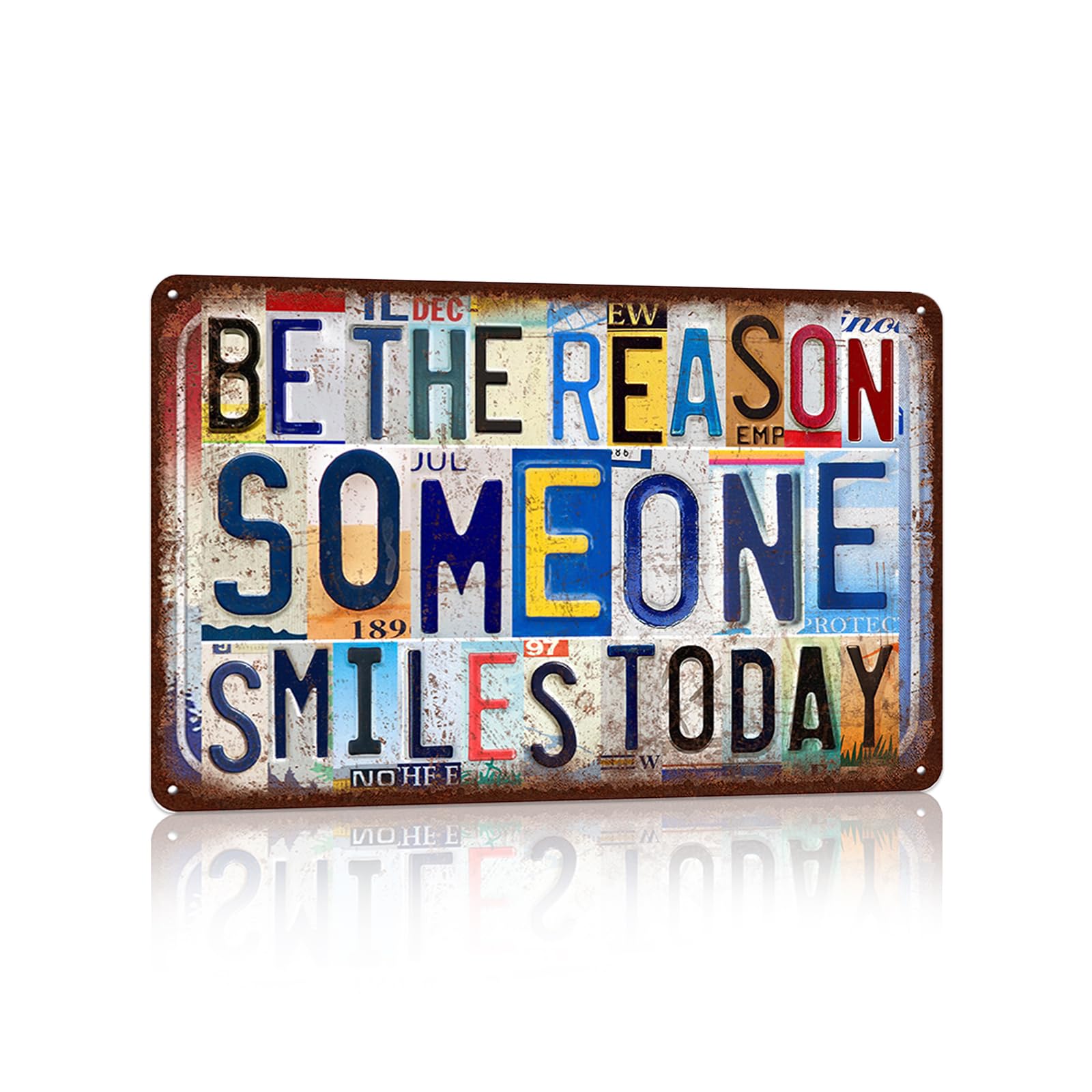 peiyeety Vintage Wall Decor Inspirational Quotes Metal Sign Tin Signs Poster - Be The Reason Someone Smiles Today