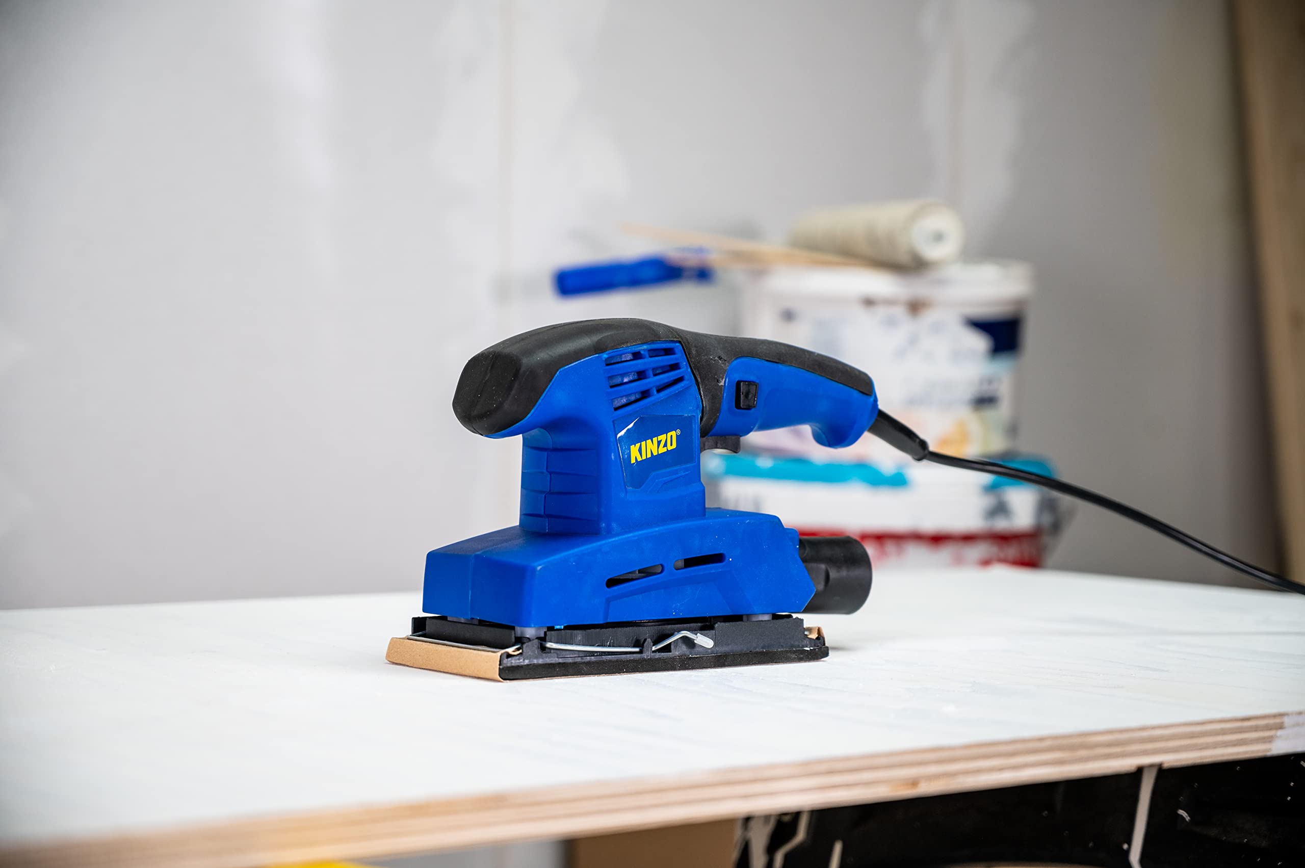 Kinzo Smerigliatrice – 230 V – Blu – Lavorazione del legno – Levigatrice orbitale