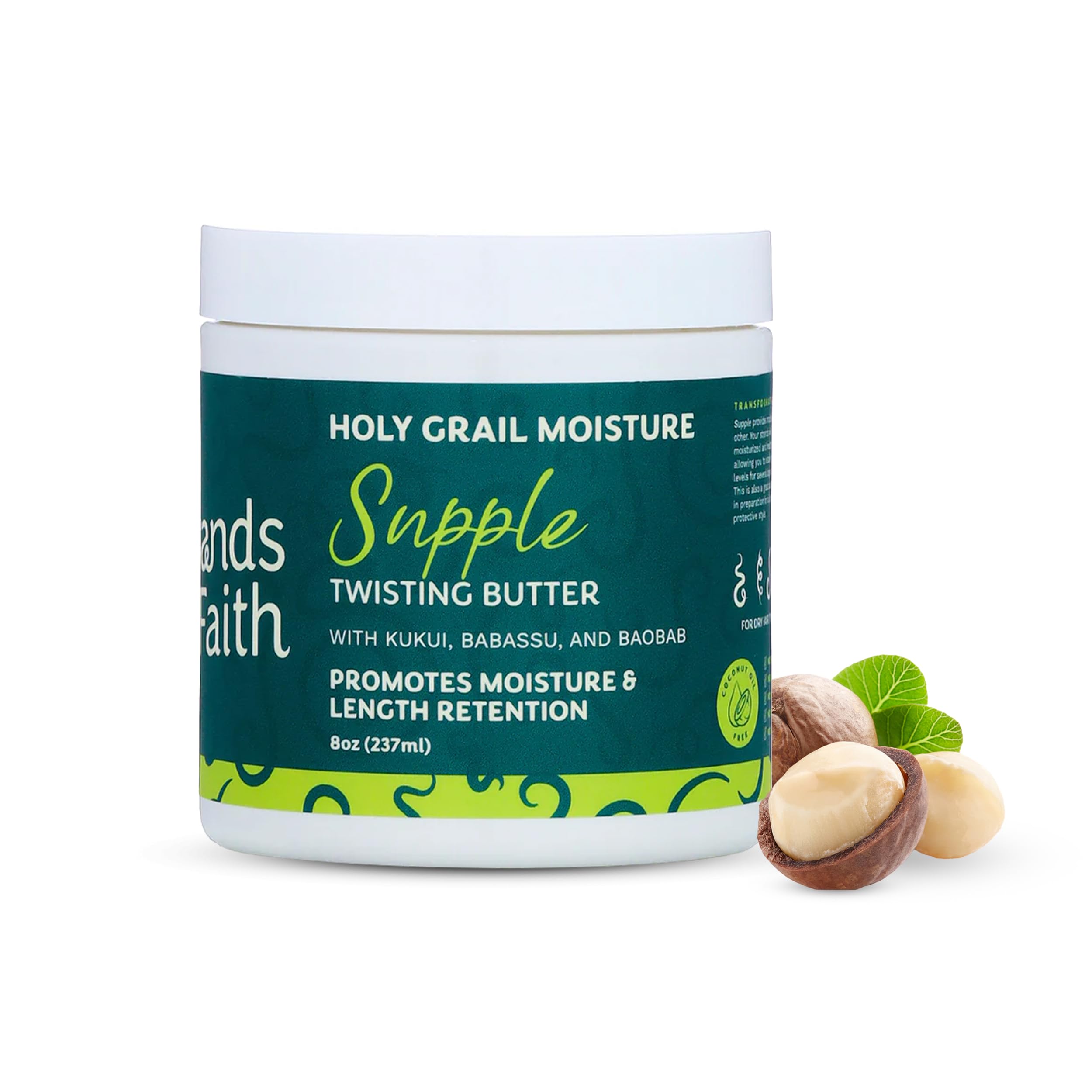 Strands of Faith Moisturizing Supple Twisting Butter | Holy Grail Collection | Including Babassu, Kukui, and Baobab Oil | Hydrates & Revitalizes to