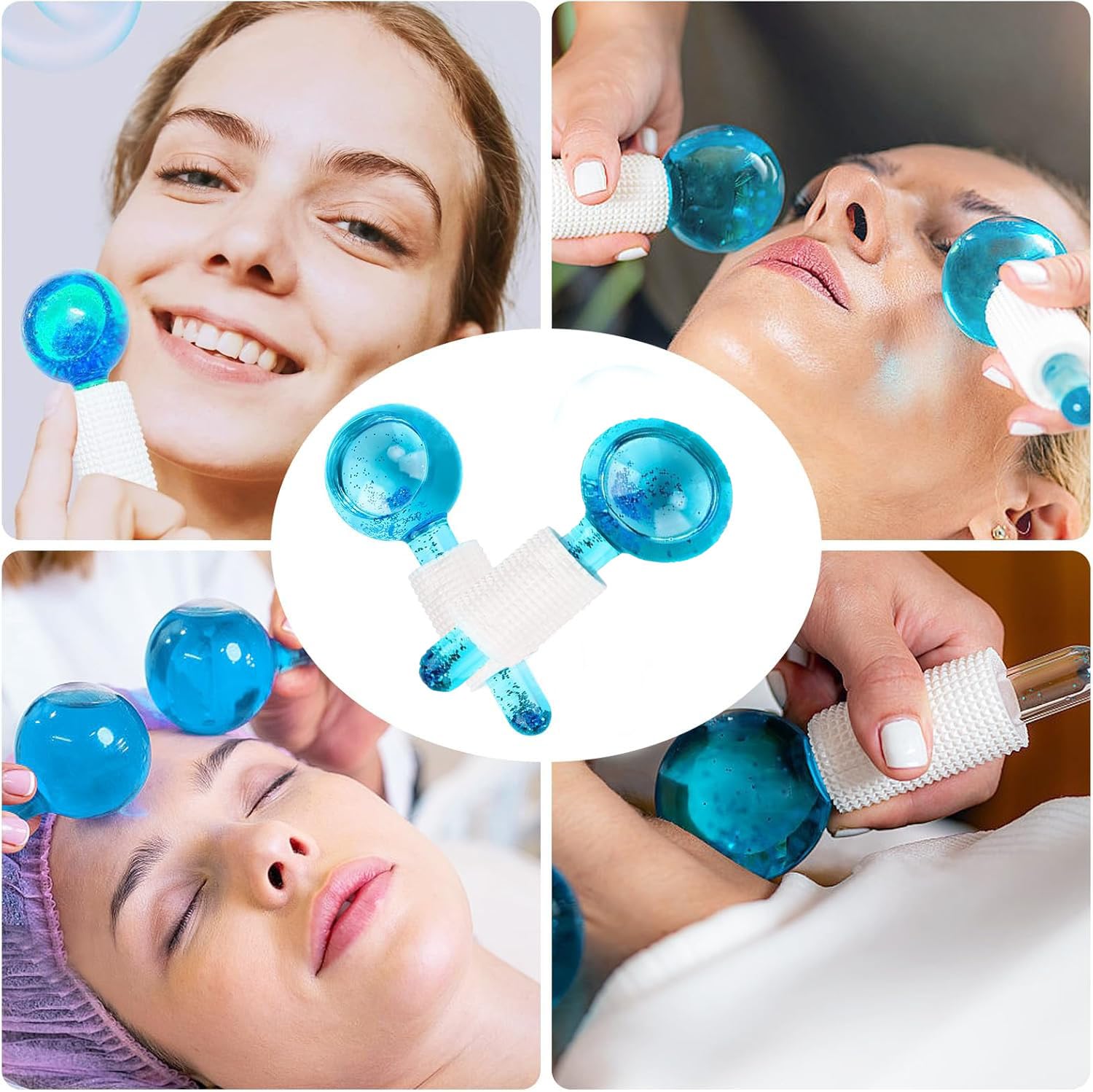 Ice Roller Ball,2Pcs Facial Ice Globes,Massage Ice Ball Skin Care Tool,Tonifica la Pelle e Migliora la Circolazione Sanguigna,Riducono il Gonfiore e Le Occhiaie