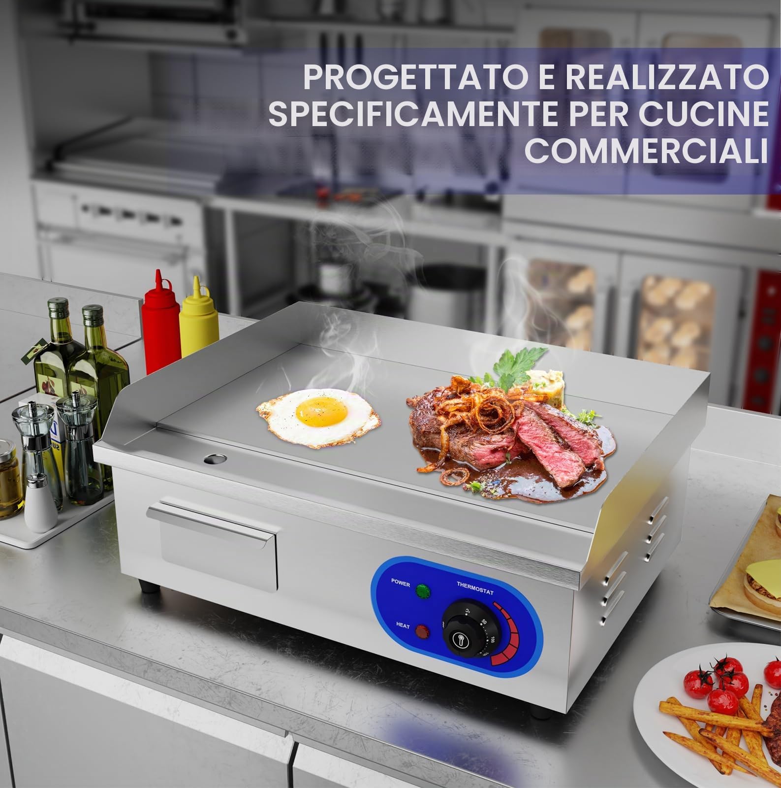 Piastra Elettrica Professionale Griglia BBQ Grill In Acciaio Inox da banco 3000 W 220-240 V Piastra Elettrica Commerciale con Certificazione CE