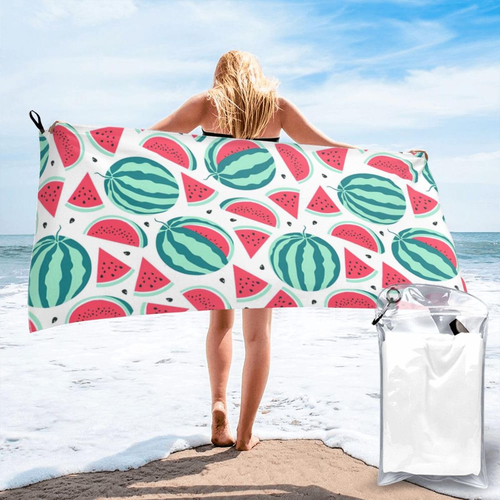 Serviettes de bain ultra absorbantes imprimé pastèque pour la piscine