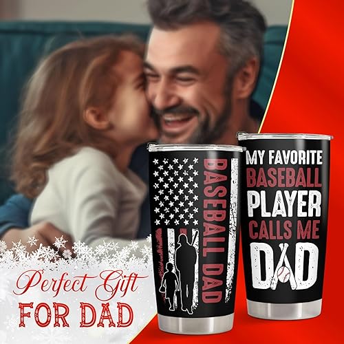 Miniatura 4 de 34HD Regalos deportivos, vaso de béisbol para papá con tapa, acero inoxidable de 20 onzas, taza de café de viaje para mi jugador favorito, regalos