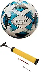 Bola De Futebol Topper Profissional Campo 22 Azul– Tamanho Oficial | Ideal para Jogos, Treinos e Lazer + Bomba De Ar.