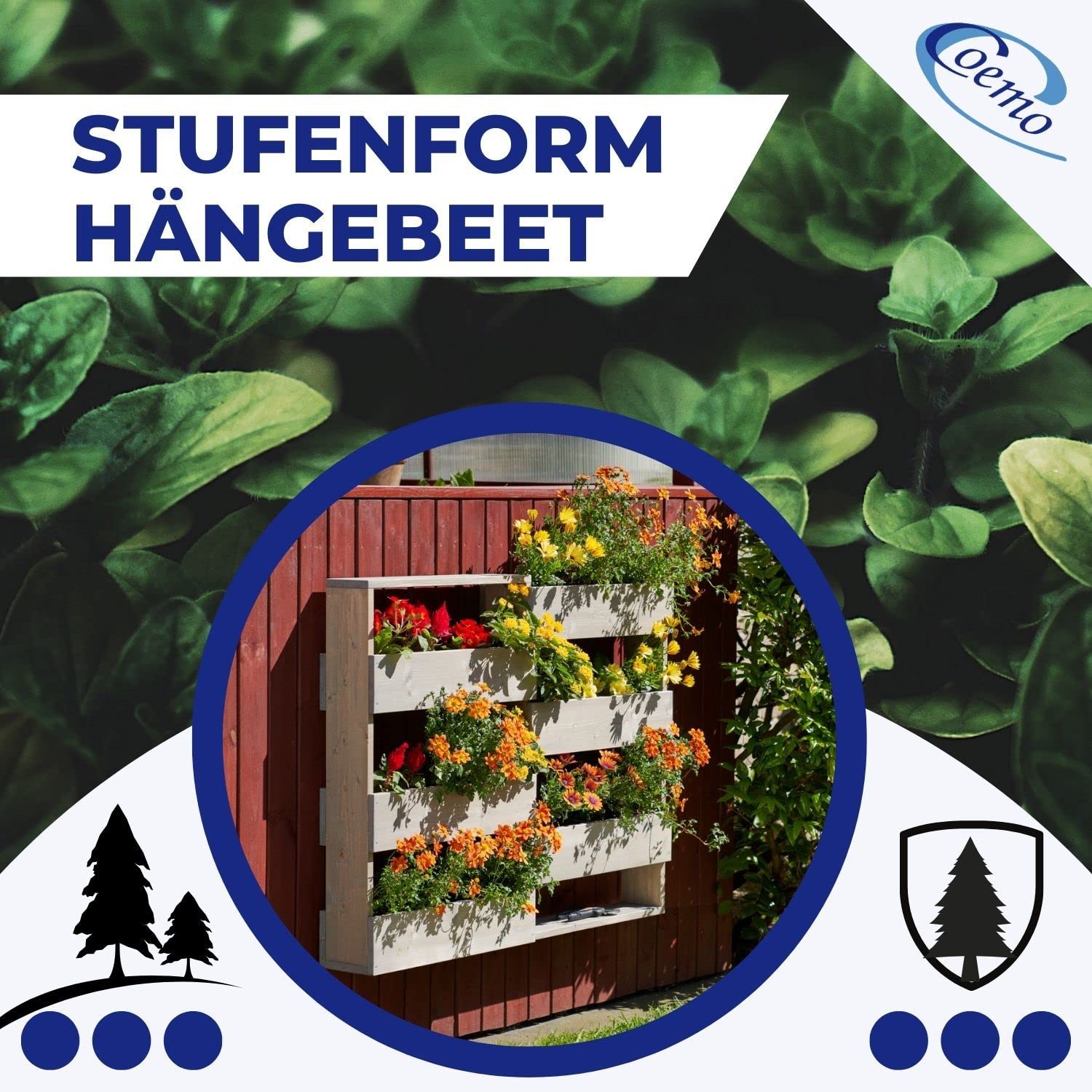 Coemo RIGA Vertikales Kräuterbeet aus Nadelholz 110x18x93 cm, Farbe Grau | Ergonomische Arbeitshöhe rückenschonend, Kräuterbeet Gemüsebeet oder Blumenbeet, Platzsparende Vertikale Bauweise, Pflanzen