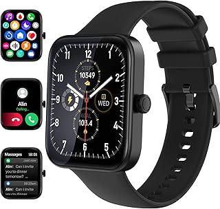 Smart Watch (Answer/Make Calls), 1.81" Fitness Tracker, Heart Rate/SpO2/Sleep Monitor, Step/Calorie/Pedometer, Multiple Sport Modes, Waterproof Smartwatch for Women/Men Compatible with Android/iOS