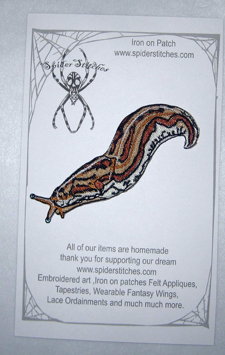 Spider Stitches Magical Spotted Leopard Slug Limax Maximus Iron on Patch Applique