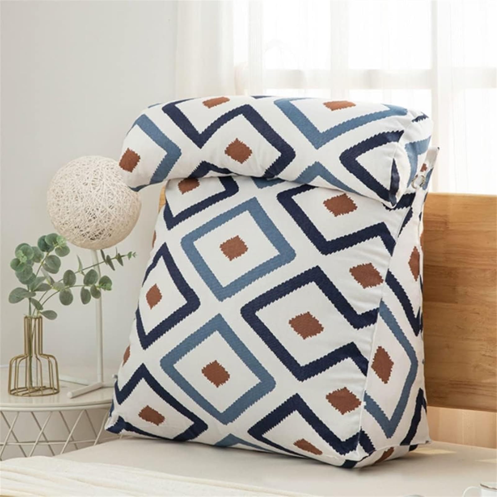 MYXJX back support cushion, On Bed Reading Watching TV Backrest Pillow with Pocket Triangle Back Cushion(A,60cm)