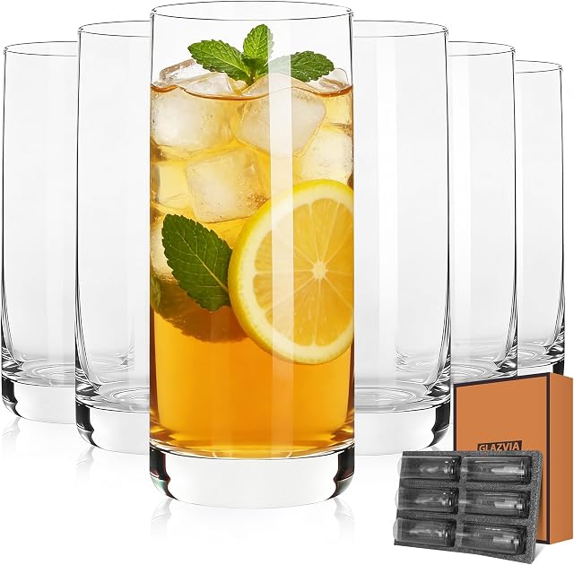 Ensemble de lunettes Highball 6,13oz Coupes en verre pour boissons mixtes, bière, mojito, eau et jus, verre en cristal épais pour cuisine, restaurant, bar à domicile et fêtes