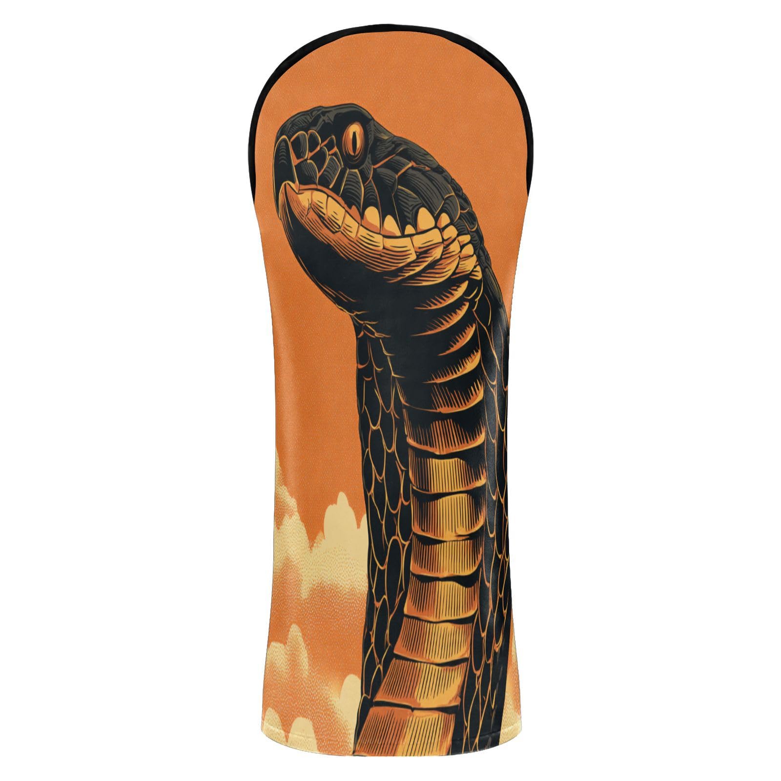 Cobra Vintage Style Orange Black Golf Head Cover Premium Leather Accessories with Number Tag Designed to Fit All Woods and Drivers