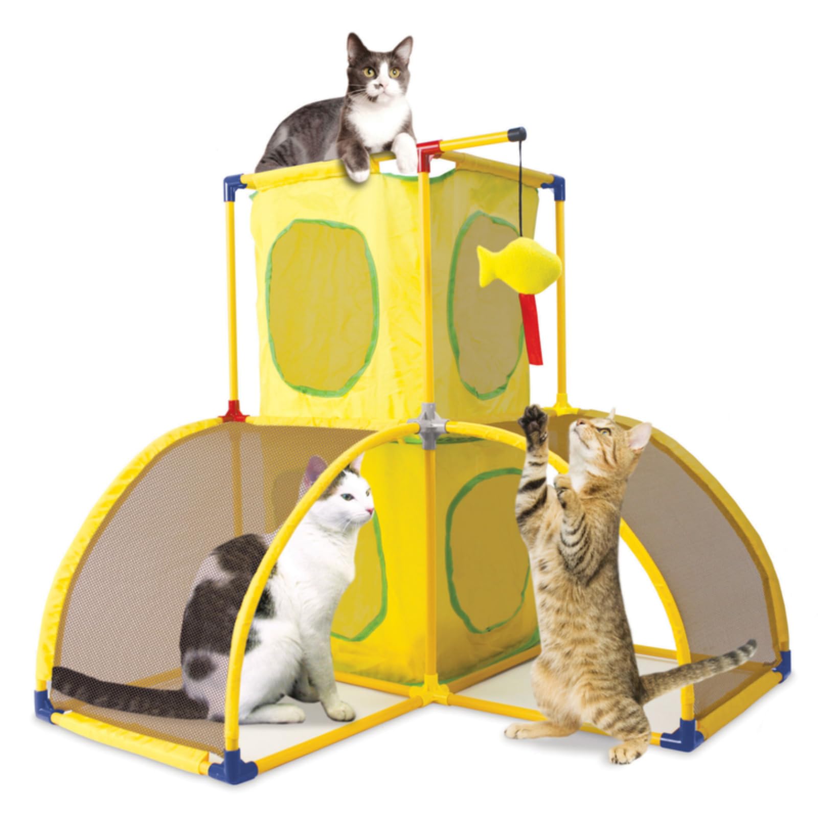 Emily Pets Cat Tree Cave Multi-Functional Cat Furniture Cat Tower House Pet Scratching Post Play Bed Toy Yellow Color