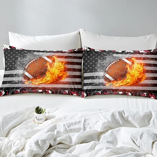 Miniatura 3 de Juego de ropa de cama con bandera estadounidense, juego de edredón de camuflaje para niños, adolescentes, hombres jóvenes, edredón de plumón de