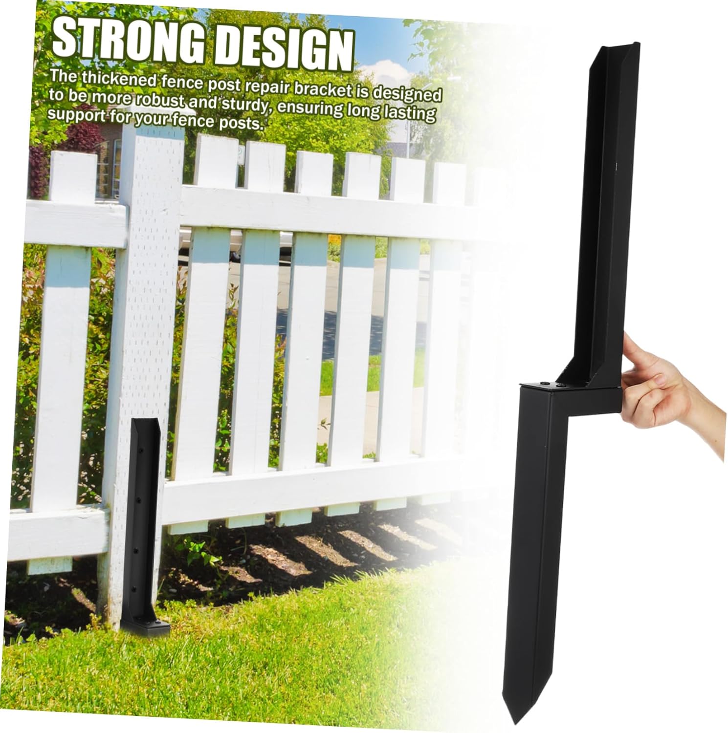 TEHAUX Heavy Duty Fence Post Repair Kit 2 Pcs Ground Spike Anchors for Stabilizing Broken Wooden Posts for Outdoor Use