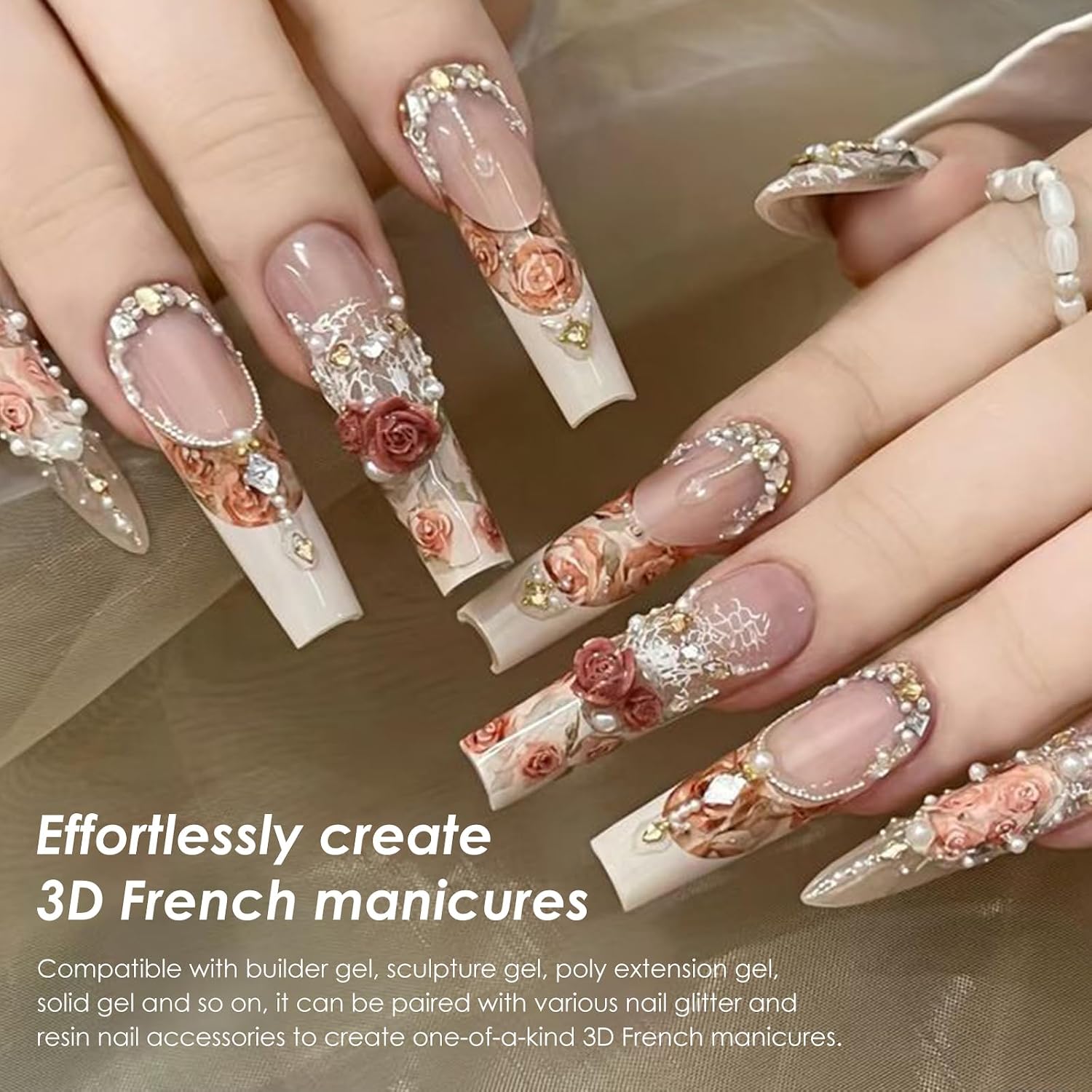 3D French Form with Dual Ended Brush, 120 Pcs 15 Sizes Magic Reverse French Nail Extensions Form for Large Wider Normal Petite Beds, 3D Space Mold for Salon Manicure Art