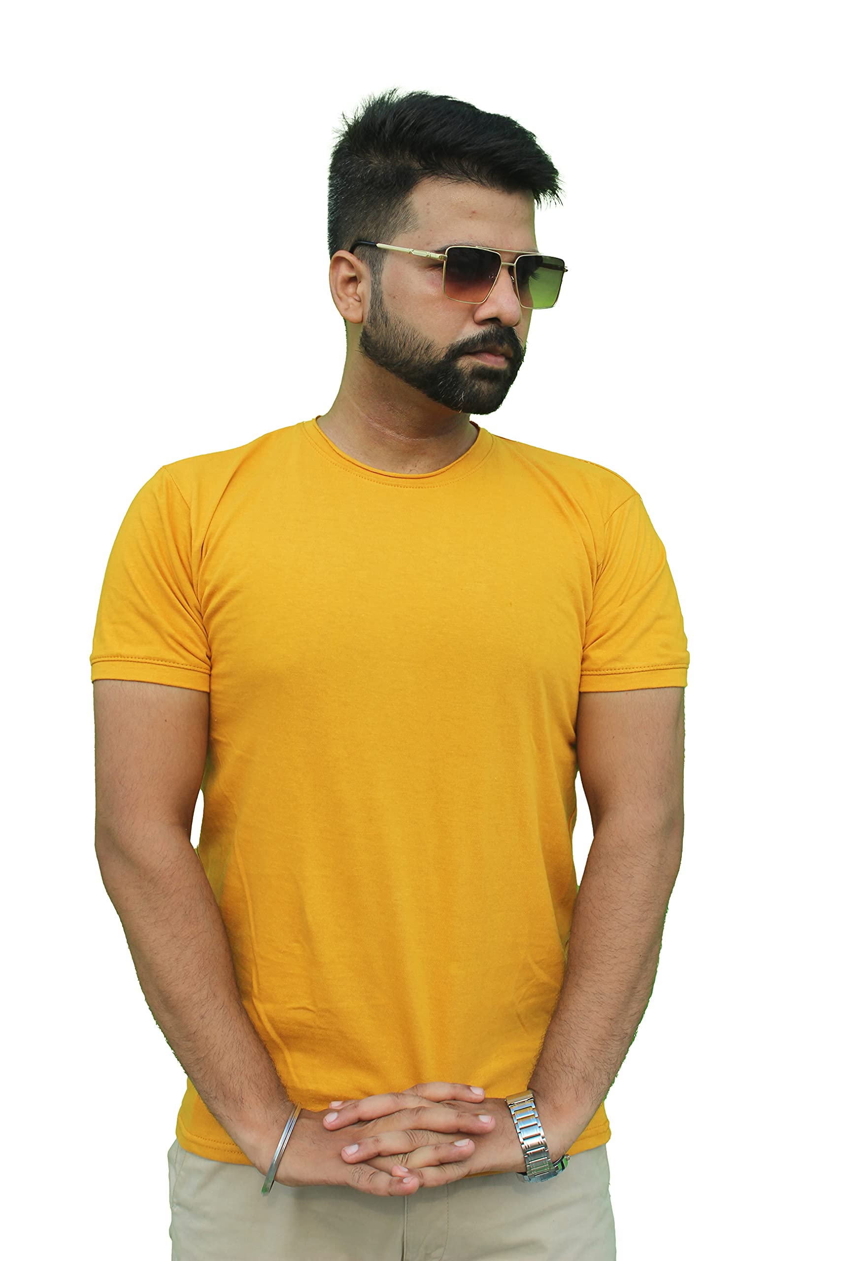 Mr LierRegular Fit Half Sleeve Rough-Neck Cotton T-Shirt
