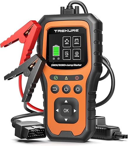 Arrancador de batería de automóvil con escáner OBD2 5000A, arrancador de batería de automóvil portátil (toda gasolina/10L diésel), caja de arranque