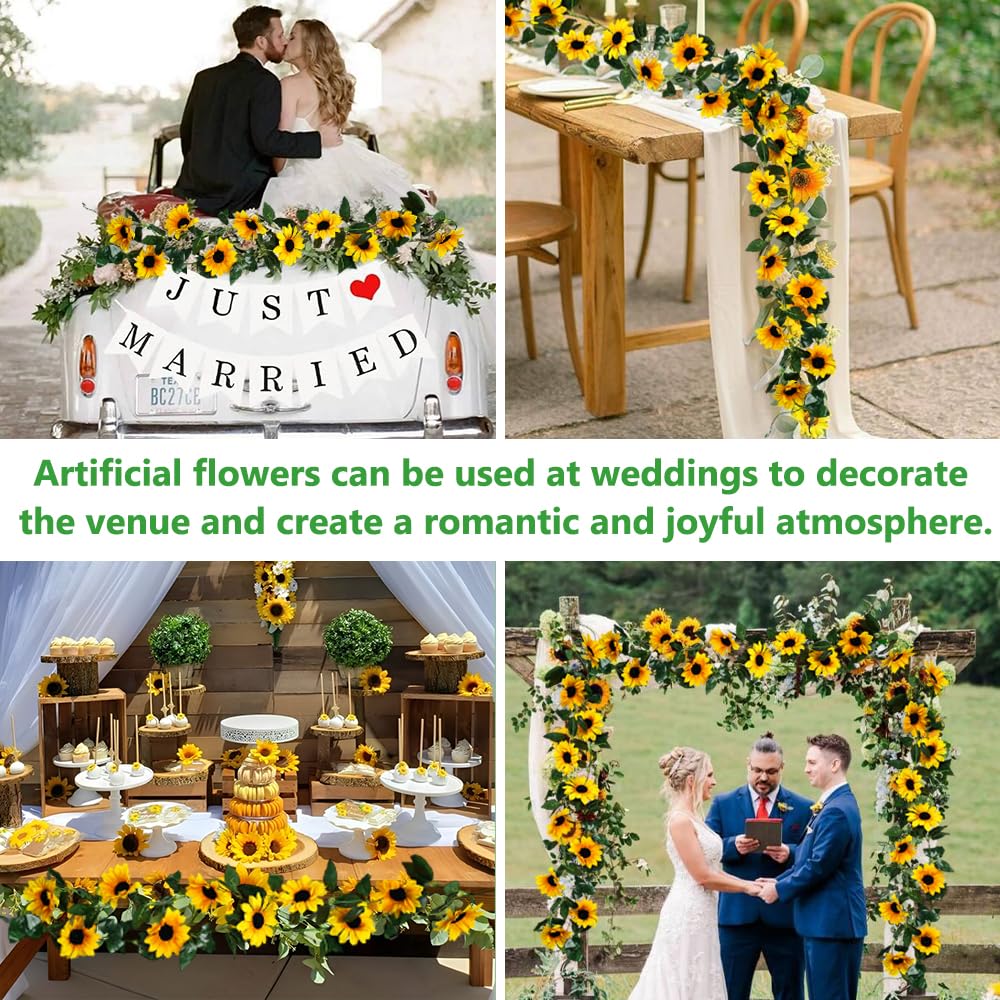 6 Pièce De Guirlandes De Tournesol Artificiel, Fleurs Artificielles Deco, Fausse Fleur Guirlande Fleurs Artificielles, Fleurs Artificielles Mariage P