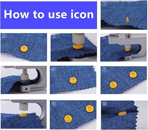 Miniatura 8 de FQTANJU Juego de 1900 broches de presión y alicates de plástico, kit de cierres de botón a presión T5 con herramientas de bricolaje y 1 pinza para