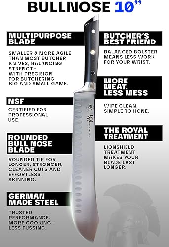 Miniatura 5 de Dalstrong Cuchillo de carnicero Bull Nose  10 pulgadas  Gladiator Series Elite  Acero alemán de alto carbono  Cuchillo de rotura  Mango negro G10