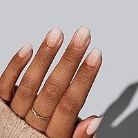 Vista 3 de BTArtbox - Uñas postizas cortas cuadradas con efecto ombré color vainilla, de gel suave, reutilizables, con pegamento, 30 piezas en 15 tamaños
