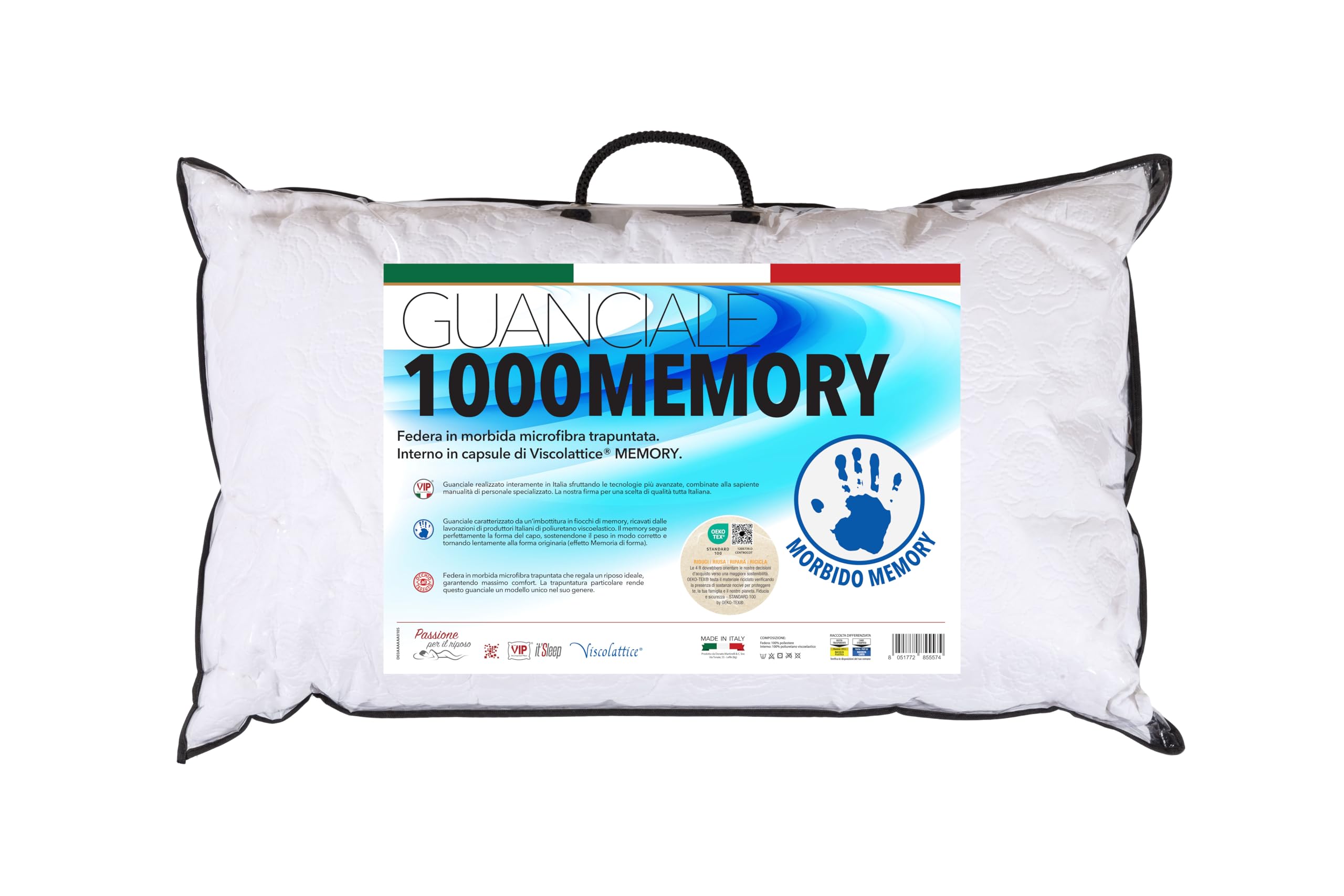 Coussin mémoire de forme italien VIP 1000 respirant et doux