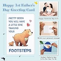 Vista 4 de PETCEE Divertidas tarjetas del primer día del padre para papá de Baby Bump, tarjeta de felicitación del primer día del padre de bebé, hija, hijo