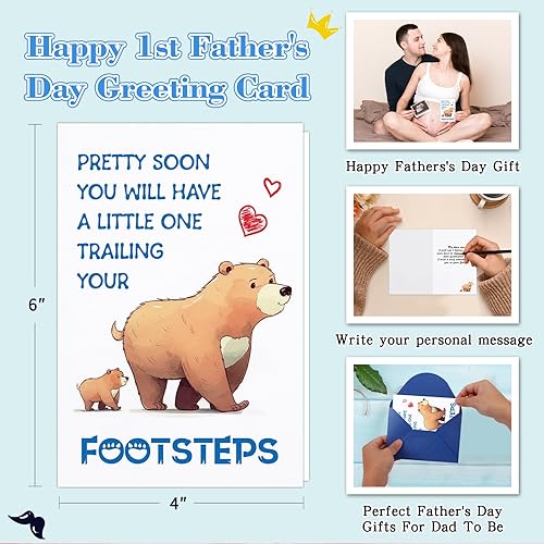 Miniatura 4 de PETCEE Divertidas tarjetas del primer día del padre para papá de Baby Bump, tarjeta de felicitación del primer día del padre de bebé, hija, hijo