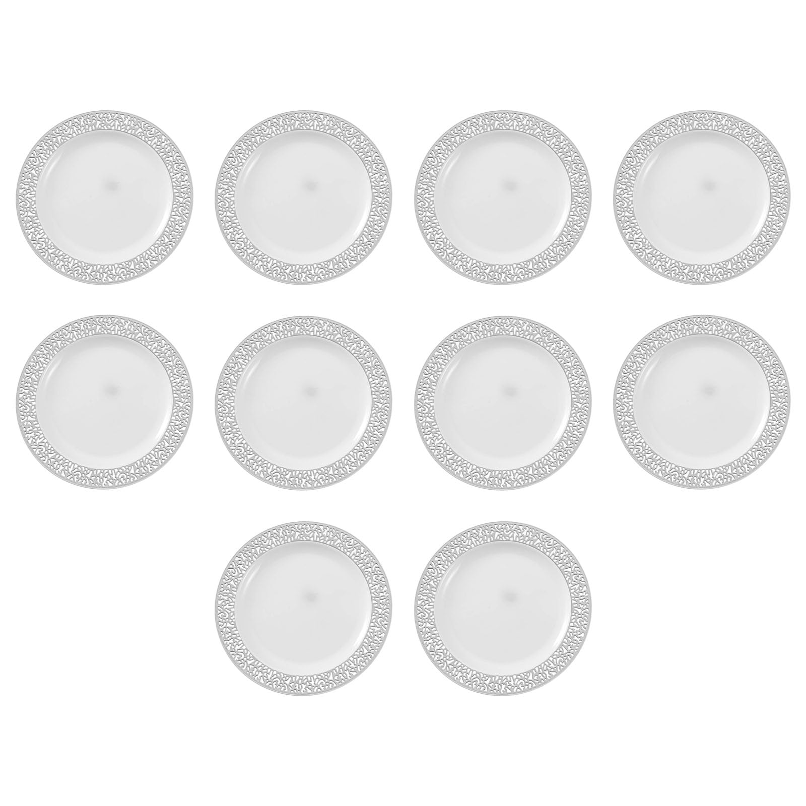 APGLSXY 10 Beautiful Buffet Plates Premium with Gilded Rim and Intricate Latticework Design Household Serving Trays Hollow Out Serving Trays