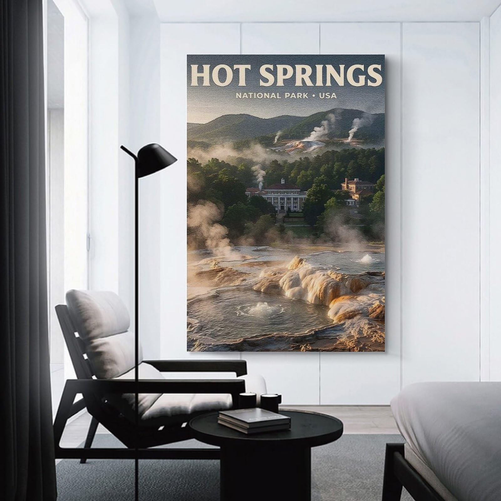Junmoney Room Decor Wall Art Hot Springs National Park, 20x30inch(50x75cm), for Home Office, Desk Area Or Studio, An Interior Accent for Desk Areas