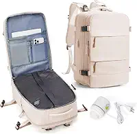 Mochila de viagem a vácuo com bomba, bolsas de compressão a vácuo aprovadas para voos para mulheres e homens, bolsas de compressão a vácuo de armazenamento com compartimento para sapatos/compartimento