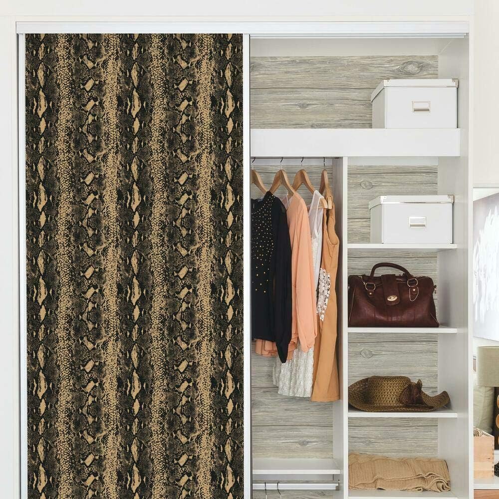 RoomMates RMK10691WP Black and Metallic Gold Snake Skin Peel and Stick Wallpaper