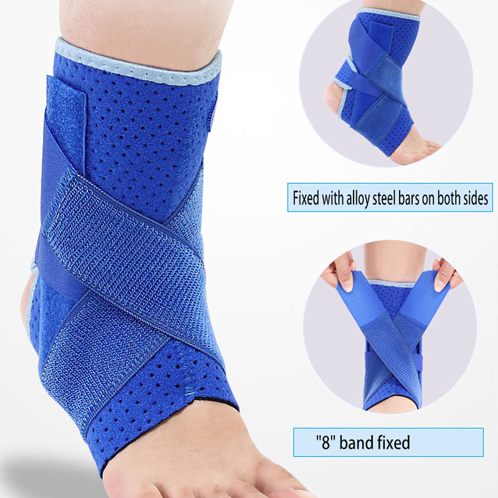 Tobillera Soporte de Tobillo para Mujeres y Hombres Descarga Ajustable Forro Transpirable Cordones Soporte de Tobillo Estabilizador de Soporte para Fractura de esguince,Blue,XL
