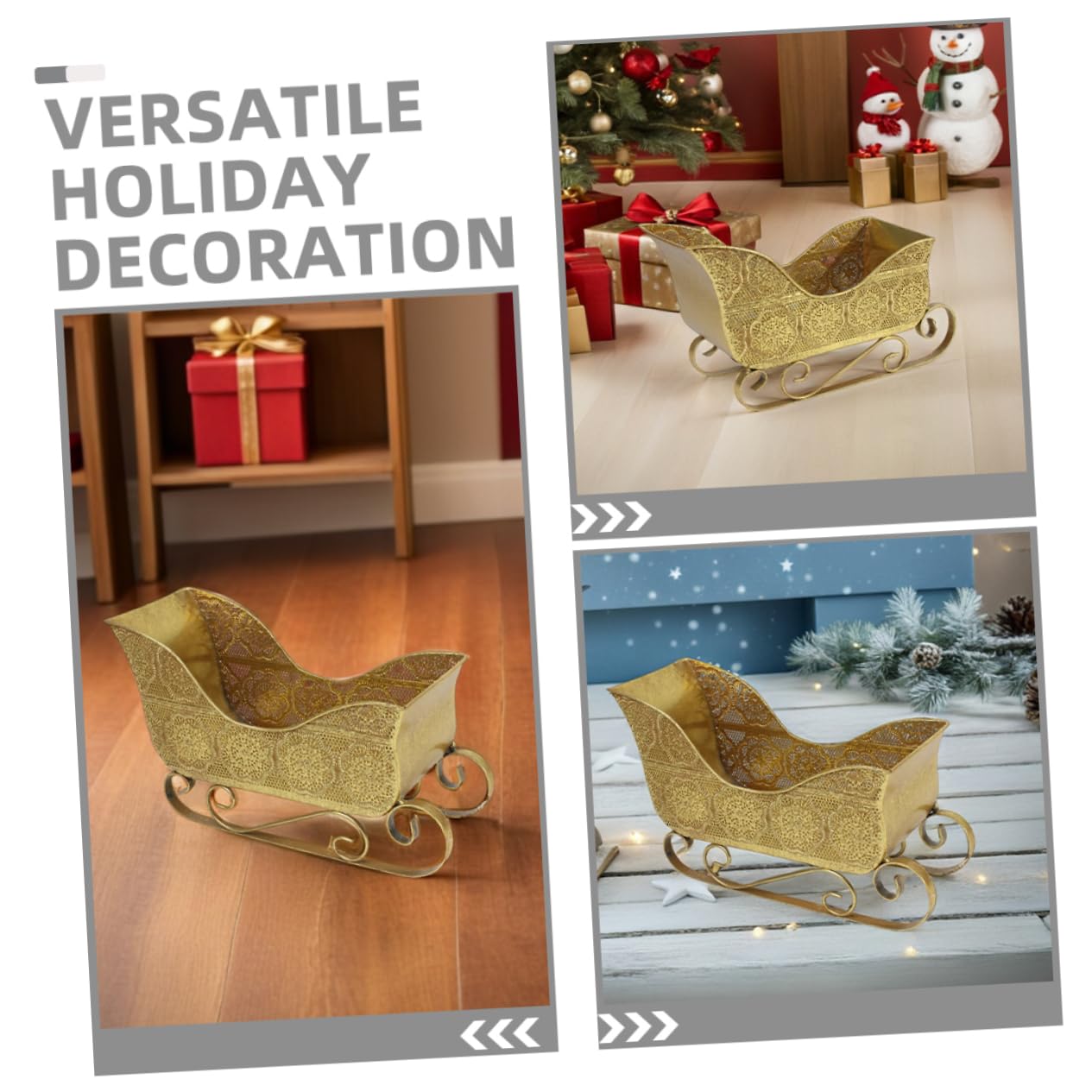 SOLUSTRE Spielzeugschlitten aus Metall Kleiner Schlitten für Weihnachtsdeko Dekoschlitten als Kamindekoration Tischschlitten mit Vintage-design Weihnachtsschlitten-ornament