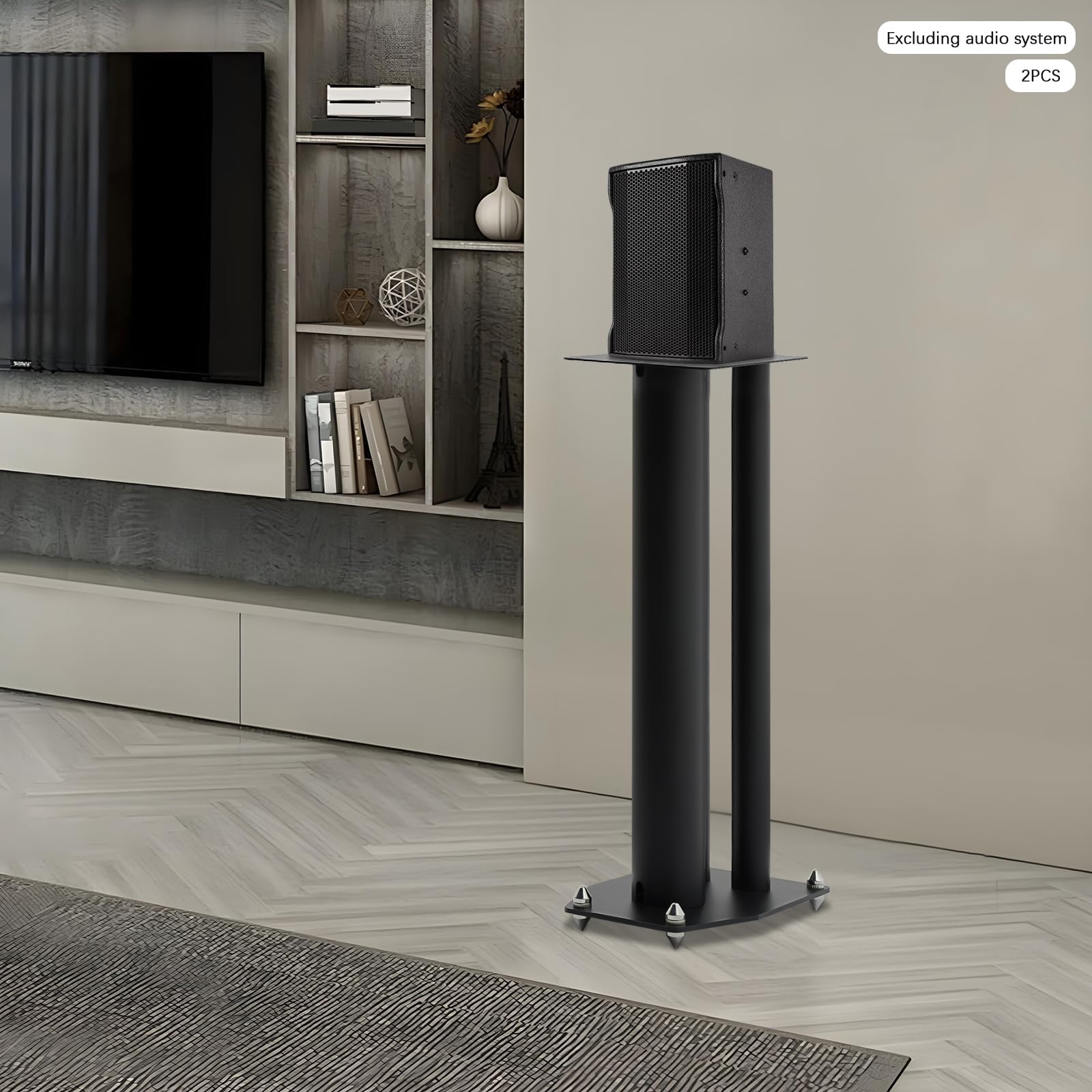 2 soportes para altavoces independientes con clavos para los pies, soporta 50 kg, altura 60 cm, soporte universal para cajas de audio electrónica, color negro