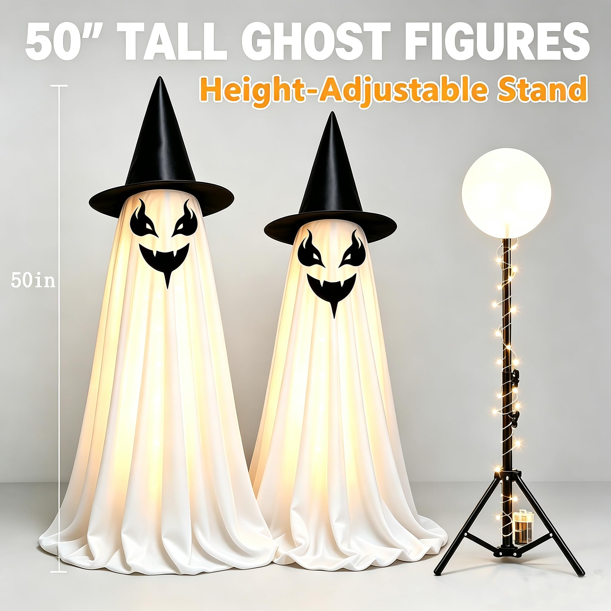 Lot de 2 géants fantômes debout pour Halloween (A 1,2 m)
