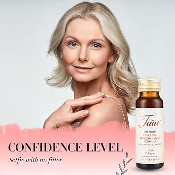 TAUT Liquid Collagen for Women 13,000mg Marine Collagen Drink with Hyaluronic Acid, Grape Seed & Elastin Visible Skin, Hair & Joint Support 1 Box (8 Bottles Each)