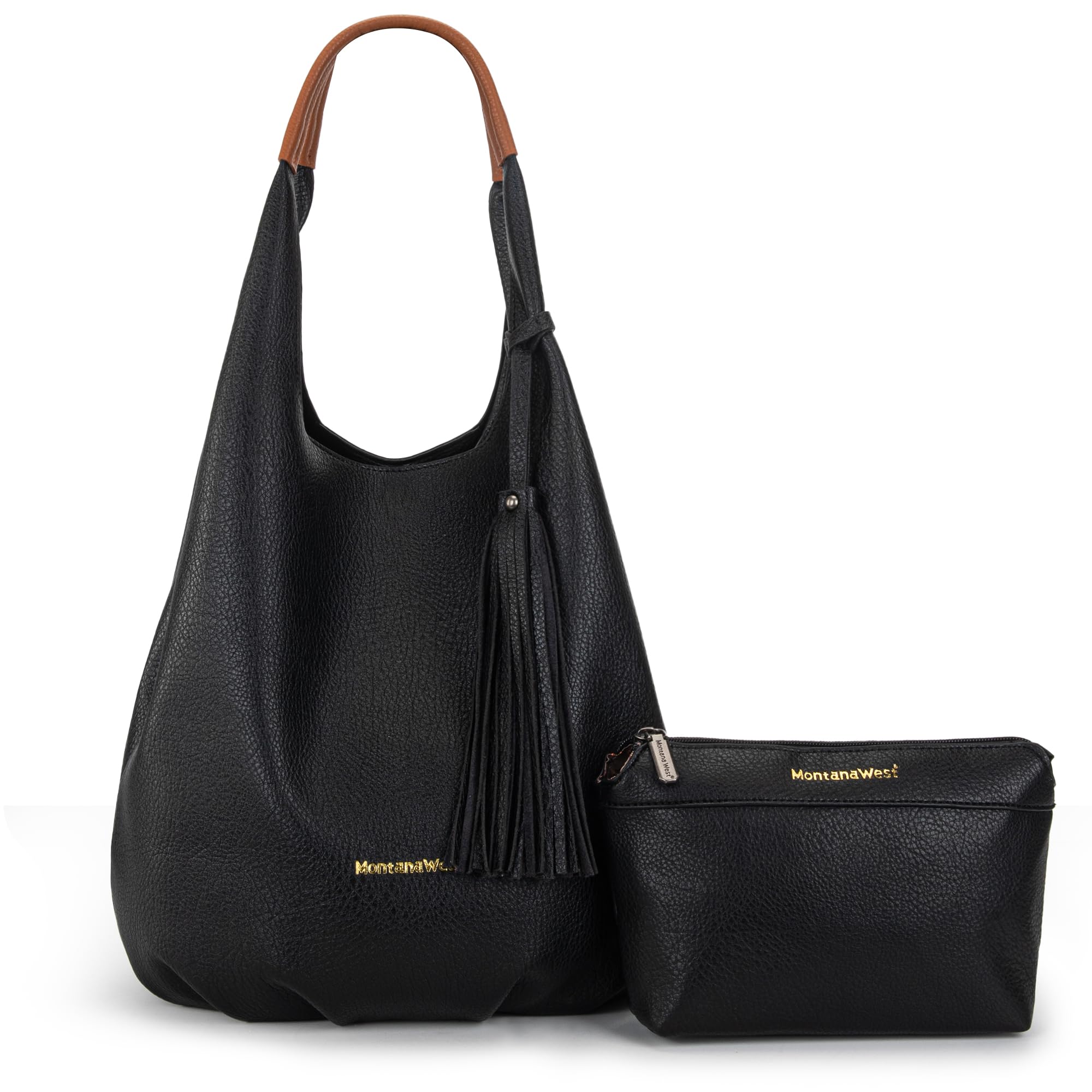 Montana WestHobo Bags for Women Slouchy Handbags 2PCS Tassels Shoulder Bag with Comestic Bag